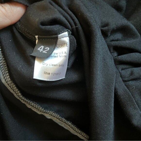 Daniela Corte Lisa Black long sleeve padded shoulders Bodysuit Top Sz M - Picture 10 of 13